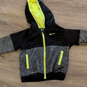 Nike Black and Gray Jacket with Neon Yellow Highlights